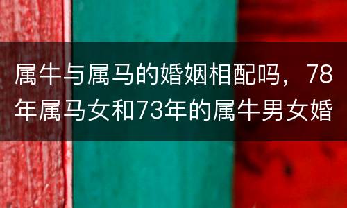 属牛与属马的婚姻相配吗，78年属马女和73年的属牛男女婚姻怎么样