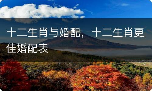 十二生肖与婚配，十二生肖更佳婚配表