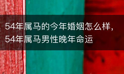 54年属马的今年婚姻怎么样，54年属马男性晚年命运