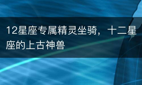 12星座专属精灵坐骑，十二星座的上古神兽