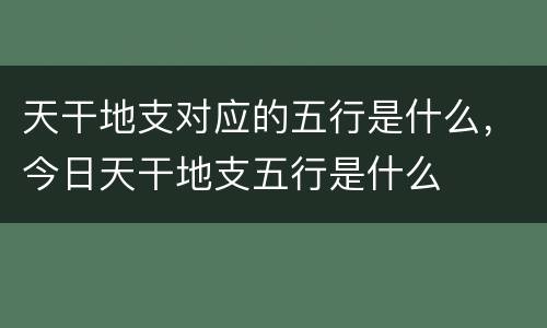 天干地支对应的五行是什么，今日天干地支五行是什么