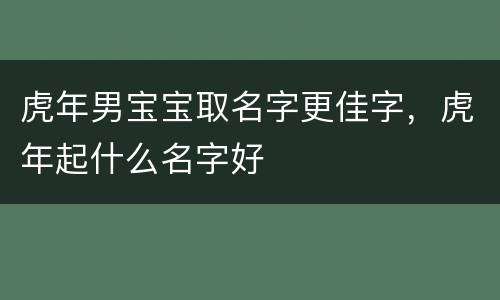 虎年男宝宝取名字更佳字，虎年起什么名字好