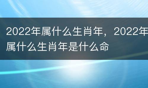 2022年属什么生肖年，2022年属什么生肖年是什么命