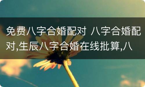 免费八字合婚配对 八字合婚配对,生辰八字合婚在线批算,八字合婚测试
