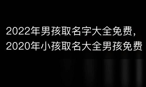 2022年男孩取名字大全免费，2020年小孩取名大全男孩免费