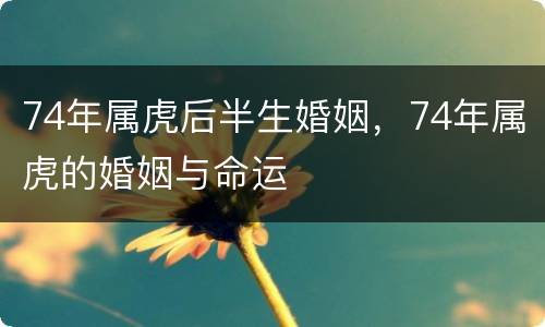 74年属虎后半生婚姻，74年属虎的婚姻与命运