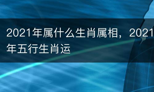 2021年属什么生肖属相，2021年五行生肖运