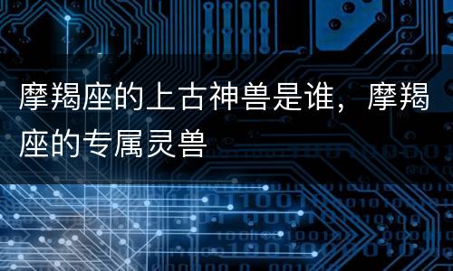 摩羯座的上古神兽是谁，摩羯座的专属灵兽