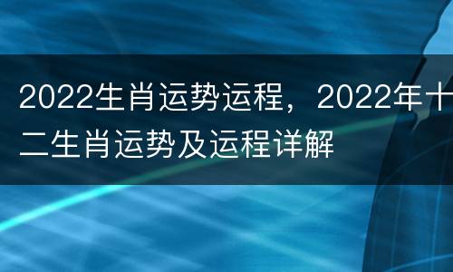2022生肖运势运程，2022年十二生肖运势及运程详解