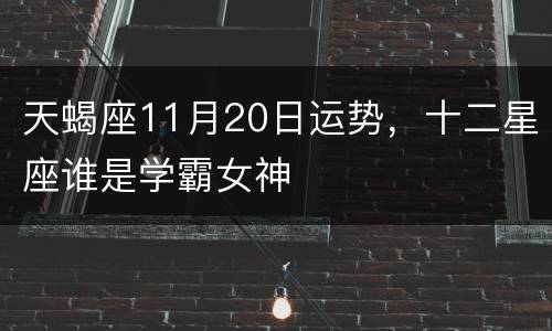 天蝎座11月20日运势，十二星座谁是学霸女神