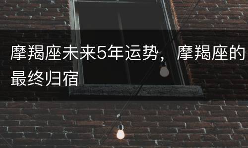 摩羯座未来5年运势，摩羯座的最终归宿