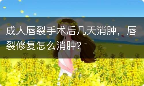 成人唇裂手术后几天消肿，唇裂修复怎么消肿？