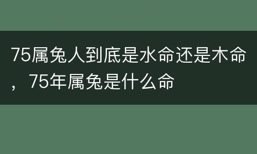 75属兔人到底是水命还是木命，75年属兔是什么命