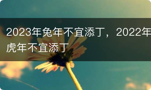 2023年兔年不宜添丁，2022年虎年不宜添丁