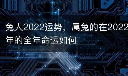 兔人2022运势，属兔的在2022年的全年命运如何