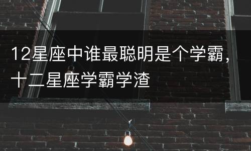 12星座中谁最聪明是个学霸，十二星座学霸学渣