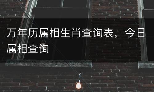 万年历属相生肖查询表，今日属相查询