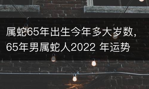 属蛇65年出生今年多大岁数，65年男属蛇人2022 年运势