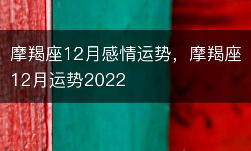 摩羯座12月感情运势，摩羯座12月运势2022