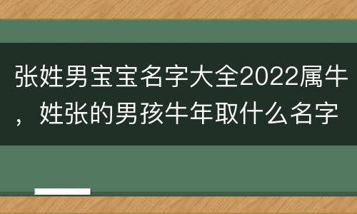 张姓男宝宝名字大全2022属牛，姓张的男孩牛年取什么名字好