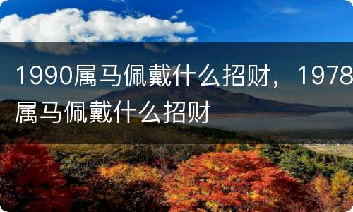 1990属马佩戴什么招财，1978属马佩戴什么招财