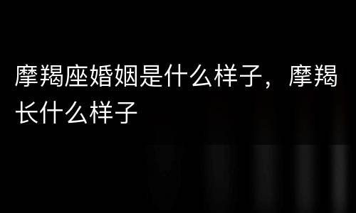 摩羯座婚姻是什么样子，摩羯长什么样子