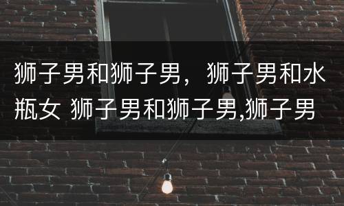 狮子男和狮子男，狮子男和水瓶女 狮子男和狮子男,狮子男和水瓶女配对