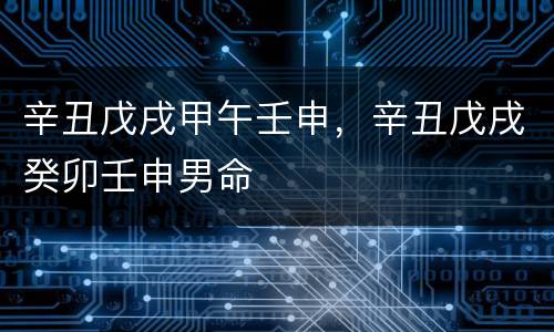 辛丑戊戌甲午壬申，辛丑戊戌癸卯壬申男命
