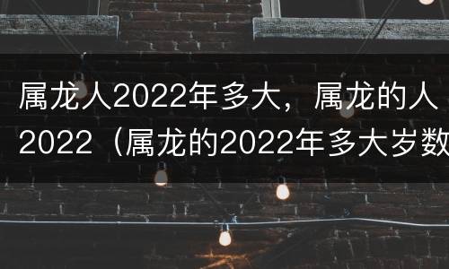 属龙人2022年多大，属龙的人2022（属龙的2022年多大岁数）