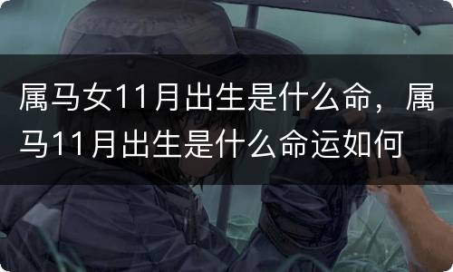 属马女11月出生是什么命，属马11月出生是什么命运如何