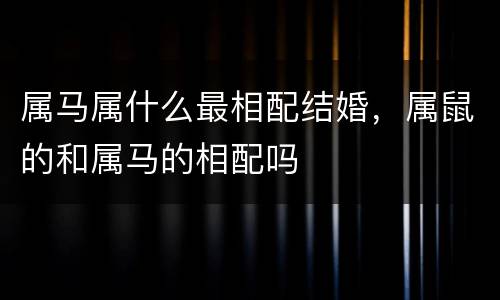 属马属什么最相配结婚，属鼠的和属马的相配吗