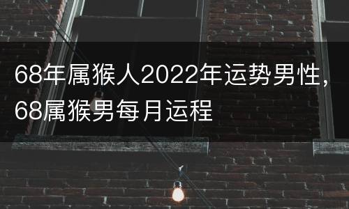 68年属猴人2022年运势男性，68属猴男每月运程