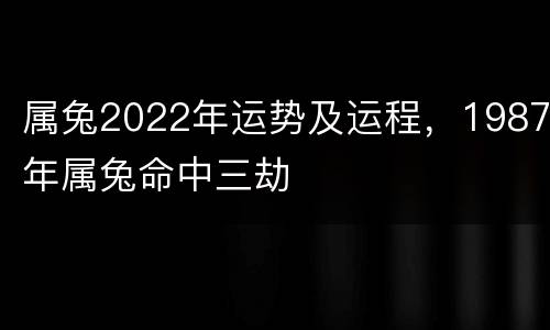 属兔2022年运势及运程，1987年属兔命中三劫