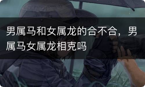 男属马和女属龙的合不合，男属马女属龙相克吗