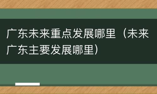 广东未来重点发展哪里（未来广东主要发展哪里）