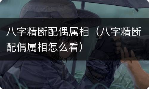 八字精断配偶属相（八字精断配偶属相怎么看）