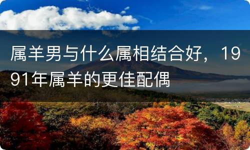 属羊男与什么属相结合好，1991年属羊的更佳配偶