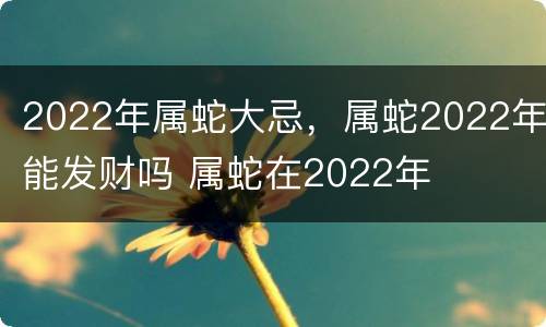 2022年属蛇大忌，属蛇2022年能发财吗 属蛇在2022年