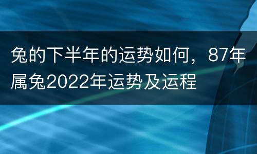 兔的下半年的运势如何，87年属兔2022年运势及运程