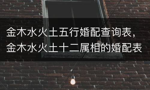 金木水火土五行婚配查询表，金木水火土十二属相的婚配表