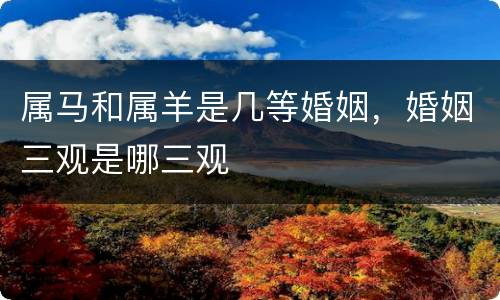 属马和属羊是几等婚姻，婚姻三观是哪三观