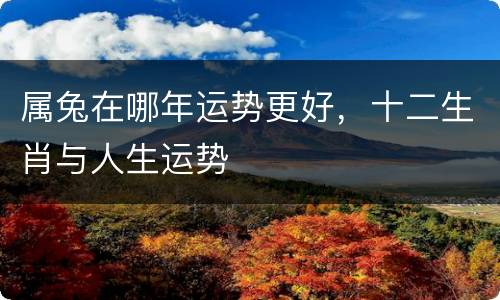 属兔在哪年运势更好，十二生肖与人生运势