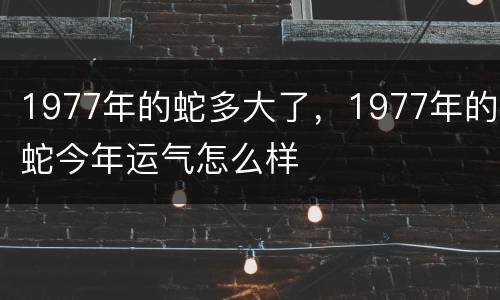 1977年的蛇多大了，1977年的蛇今年运气怎么样