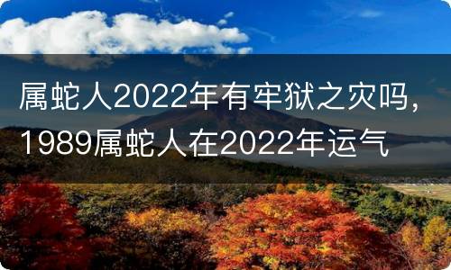 属蛇人2022年有牢狱之灾吗，1989属蛇人在2022年运气