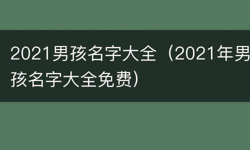 2021男孩名字大全（2021年男孩名字大全免费）