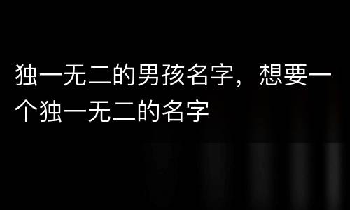 独一无二的男孩名字，想要一个独一无二的名字