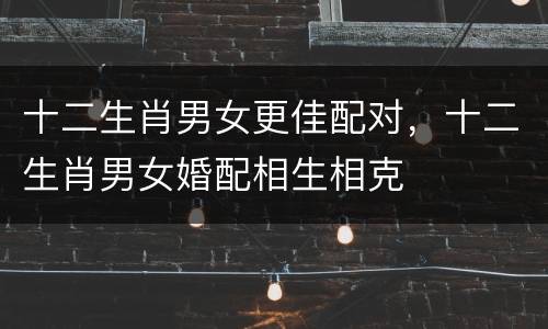 十二生肖男女更佳配对，十二生肖男女婚配相生相克