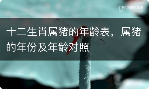 十二生肖属猪的年龄表，属猪的年份及年龄对照