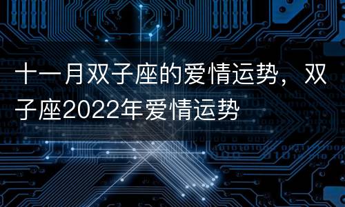 十一月双子座的爱情运势，双子座2022年爱情运势