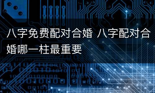 八字免费配对合婚 八字配对合婚哪一柱最重要